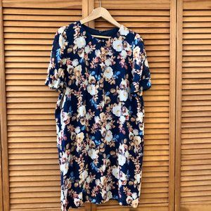 J.Crew  Blue Antique Floral Print Silk Shift